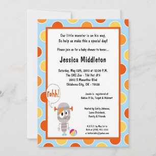 5x7 Little Monster Baby shower Invitation Kaart