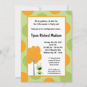 5x7 Little Monster Birthday Party Invitation Kaart