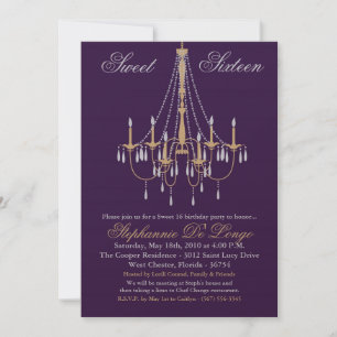 5x7 Lustre Glitz Sweet 16 Invitation Anniversaire