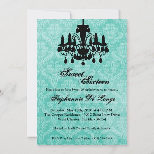 5x7 Lustre Glitz Sweet 16 Invitation Anniversaire (Devant)