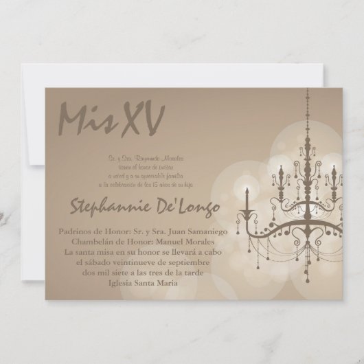 5x7 Lustre Quinceanera Invitation Anniversaire (Devant)