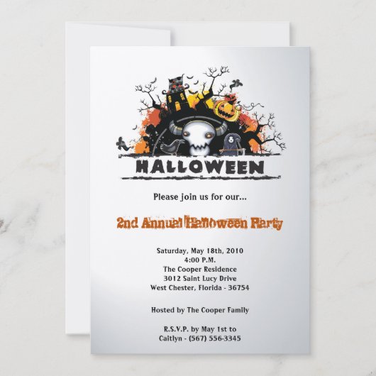 5x7 Maison Éffrayante Halloween Costume Invitation (Devant)