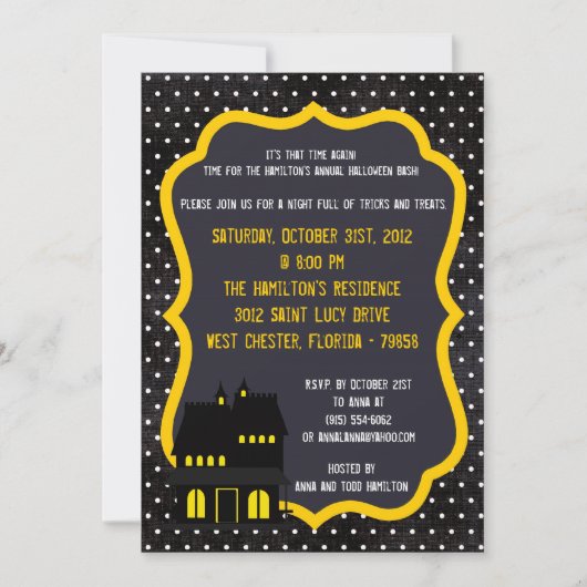 5x7 Maison hantée Halloween Invitation de fête d'H (Devant)