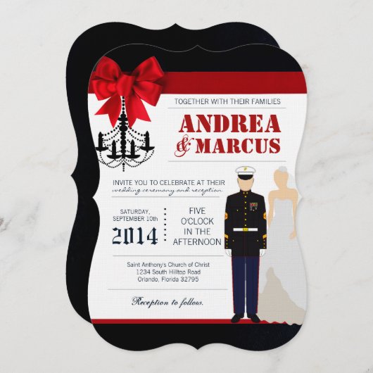 5x7 Marine Bride Faire-part de mariage Uniforme (Devant / Derrière)