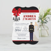 5x7 Marine Bruid Uniform Huwelijksuitnodiging Kaart (Staand voorkant)