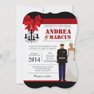 5x7 Marine Hispanic Uniform Faire-part de mariage