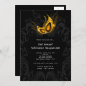 5x7 Mascarade Jaune Invitation Costume d'Halloween (Devant / Derrière)