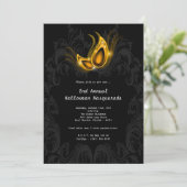 5x7 Mascarade Jaune Invitation Costume d'Halloween (Debout devant)