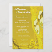 5x7 Mascarade Jaune Invitation Costume d'Halloween (Devant)