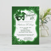 5x7 Mascarade verte Masque Masqué 16 Invitation an (Debout devant)