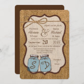 5x7 Mason Jar Burlap Country bruiloft uitnodiging (Voorkant / Achterkant)