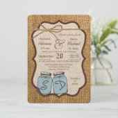 5x7 Mason Jar Burlap Country bruiloft uitnodiging (Staand voorkant)