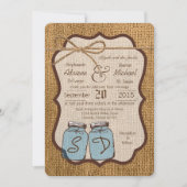 5x7 Mason Jar Burlap Mariage campagnard Invitation (Devant)