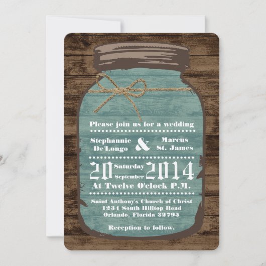 5x7 Mason Jar Faire-part de mariage rouille (Devant)