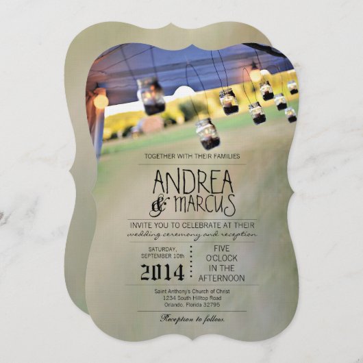 5x7 Mason Jar Kaars Houders Bruiloft Uitnodiging (Voorkant / Achterkant)