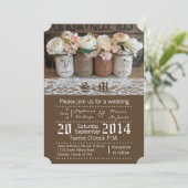 5x7 Mason Jar Rose Faire-part de mariage rustique (Debout devant)