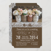 5x7 Mason Jar Rose Faire-part de mariage rustique (Devant / Derrière)