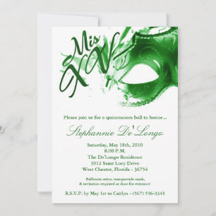 5x7 Masquerade Masker 15 Quinceanera Ball Invitati Kaart