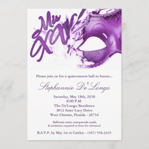 5x7 Masquerade Masker 15 Quinceanera Ball Invitati Kaart