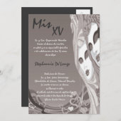 5x7 Masquerade Quinceanera Birthday Uitnodiging (Voorkant / Achterkant)