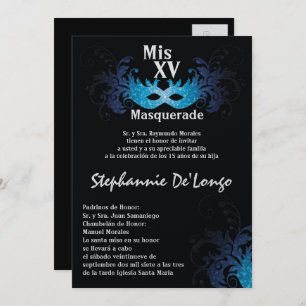 5x7 Masquerade Quinceanera Birthday Uitnodiging