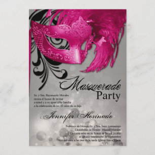 5x7 Masquerade Quinceanera Birthday Uitnodiging