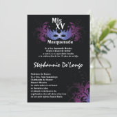 5x7 Masquerade Quinceanera Birthday Uitnodiging (Staand voorkant)