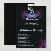 5x7 Masquerade Quinceanera Birthday Uitnodiging (Voorkant / Achterkant)