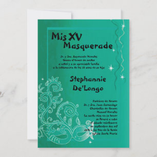 5x7 Masquerade Quinceanera Birthday Uitnodiging