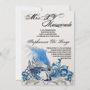 5x7 Masquerade Quinceanera Birthday Uitnodiging