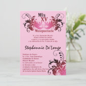 5x7 Masquerade Quinceanera Birthday Uitnodiging (Staand voorkant)