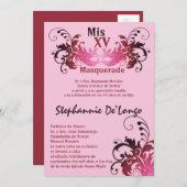 5x7 Masquerade Quinceanera Birthday Uitnodiging (Voorkant / Achterkant)