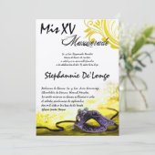 5x7 Masquerade Quinceanera Birthday Uitnodiging (Staand voorkant)