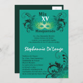 5x7 Masquerade Quinceanera Birthday Uitnodiging (Voorkant / Achterkant)