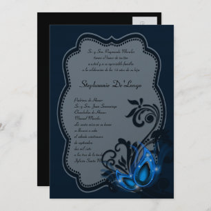 5x7 Masquerade Quinceanera Birthday Uitnodiging