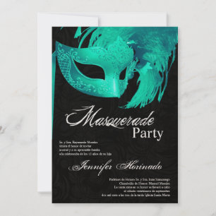 5x7 Masquerade Quinceanera Invitation Anniversaire