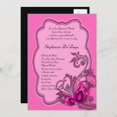 5x7 Masquerade Quinceanera Invitation Anniversaire (Devant / Derrière)