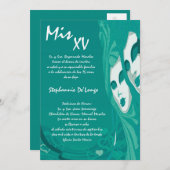5x7 Masquerade Quinceanera Invitation Anniversaire (Devant / Derrière)
