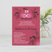 5x7 Masquerade Quinceanera Invitation Anniversaire (Debout devant)