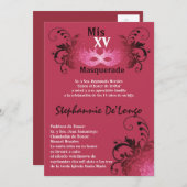 5x7 Masquerade Quinceanera Invitation Anniversaire (Devant / Derrière)