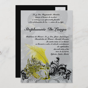 5x7 Masquerade Quinceanera Invitation Anniversaire