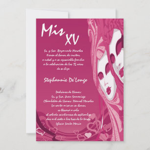 5x7 Masquerade Quinceanera Invitation Anniversaire