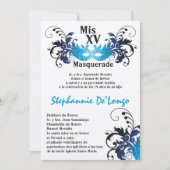 5x7 Masquerade Quinceanera Invitation Anniversaire (Devant)