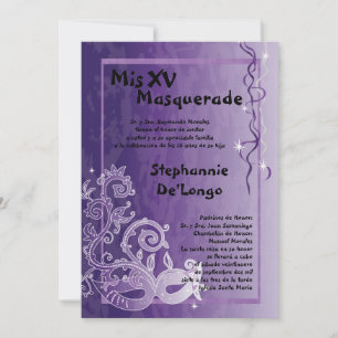 5x7 Masquerade Quinceanera Invitation Anniversaire