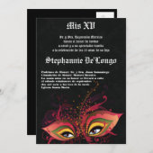 5x7 Masquerade Quinceanera Invitation Anniversaire (Devant / Derrière)