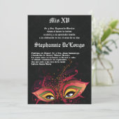 5x7 Masquerade Quinceanera Invitation Anniversaire (Debout devant)