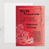 5x7 Masquerade Quinceanera Invitation Anniversaire (Devant / Derrière)