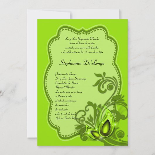 5x7 Masquerade Quinceanera Invitation Anniversaire (Devant)