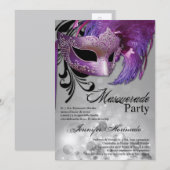 5x7 Masquerade Quinceanera Invitation Anniversaire (Devant / Derrière)