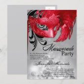 5x7 Masquerade Quinceanera Invitation Anniversaire (Devant / Derrière)